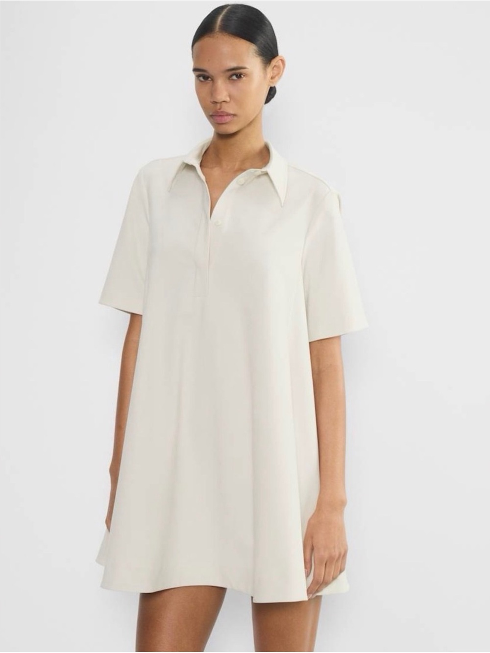 Aritzia Babaton Resolute Minimalist Cream Dress - Collared